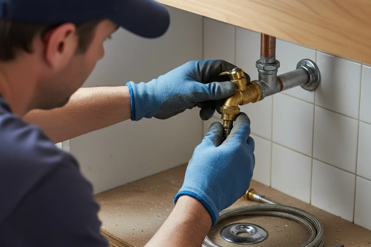 Shutoff valve and fitting work during Burst Pipe Repair in Colbert